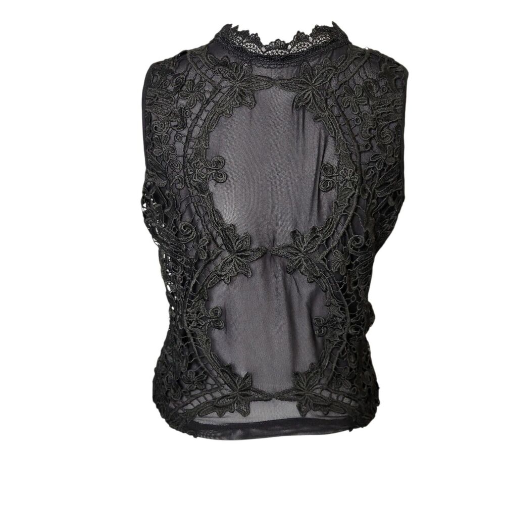 NWT Willow + Root Black Lace Mesh Sleeveless Top XS Whimsigoth Dark Coquette